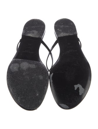 Saint Laurent Chevron Patent Leather T-Strap Sandals