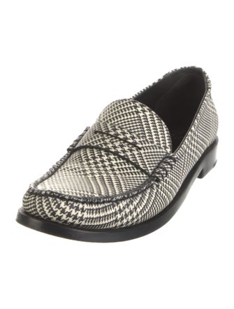 Saint Laurent Leather Houndstooth Print Loafers