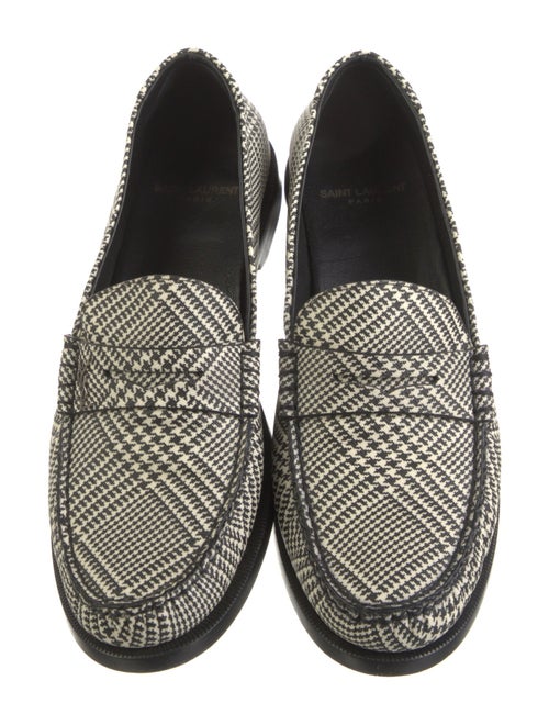 Saint Laurent Leather Houndstooth Print Loafers