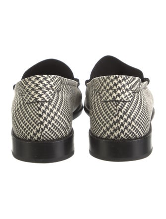 Saint Laurent Leather Houndstooth Print Loafers