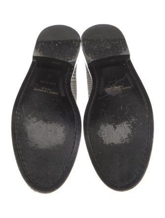 Saint Laurent Leather Houndstooth Print Loafers