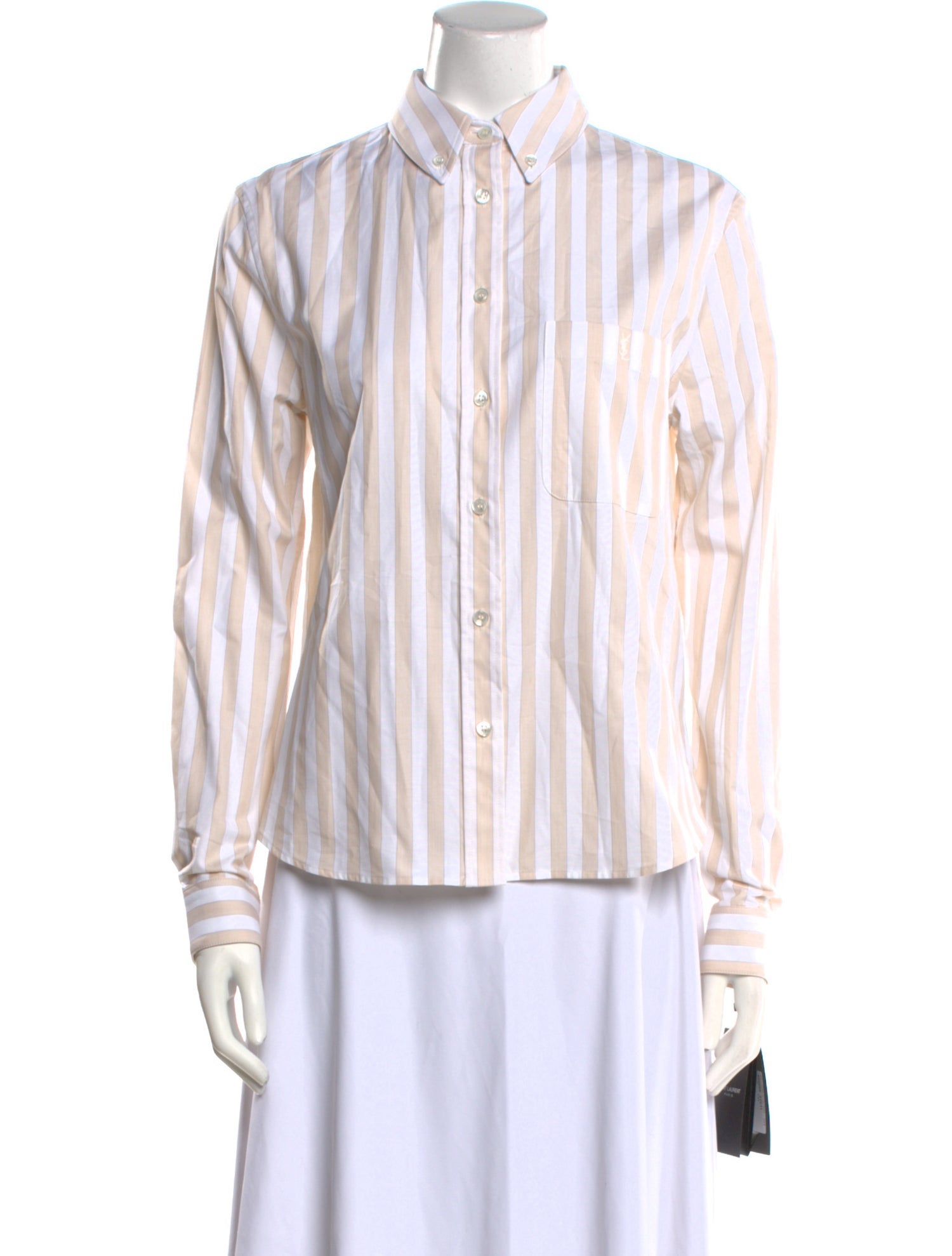 Saint Laurent Striped Long Sleeve Button-Up Top w/ Tags