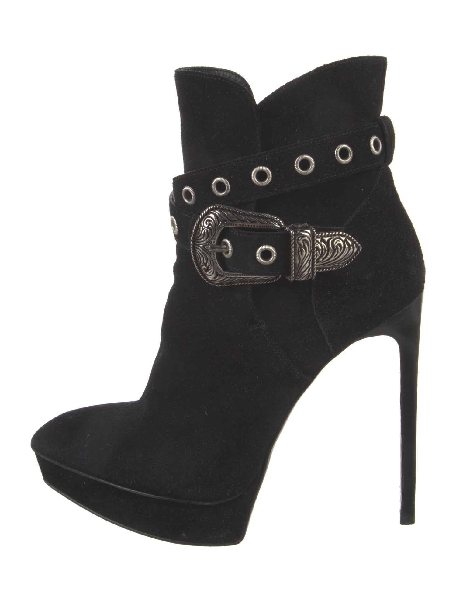 Saint Laurent Suede Lasercut Accents Boots