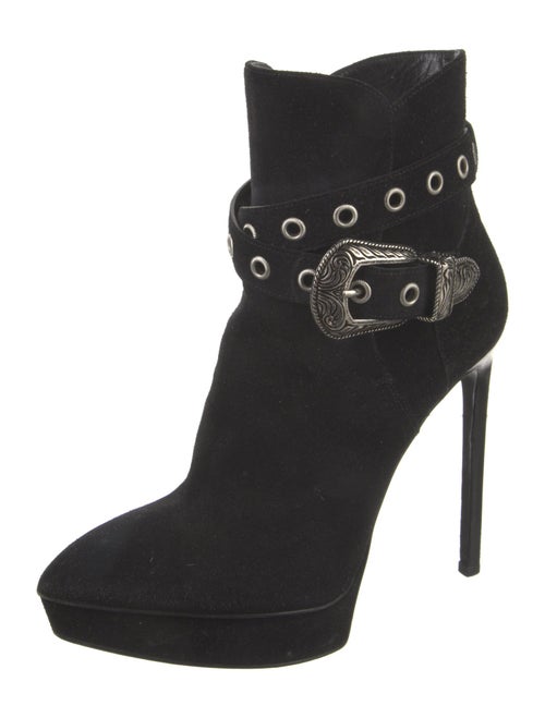 Saint Laurent Suede Lasercut Accents Boots