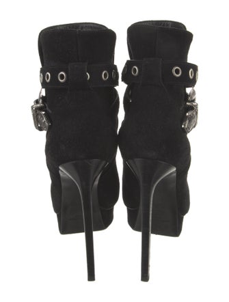 Saint Laurent Suede Lasercut Accents Boots
