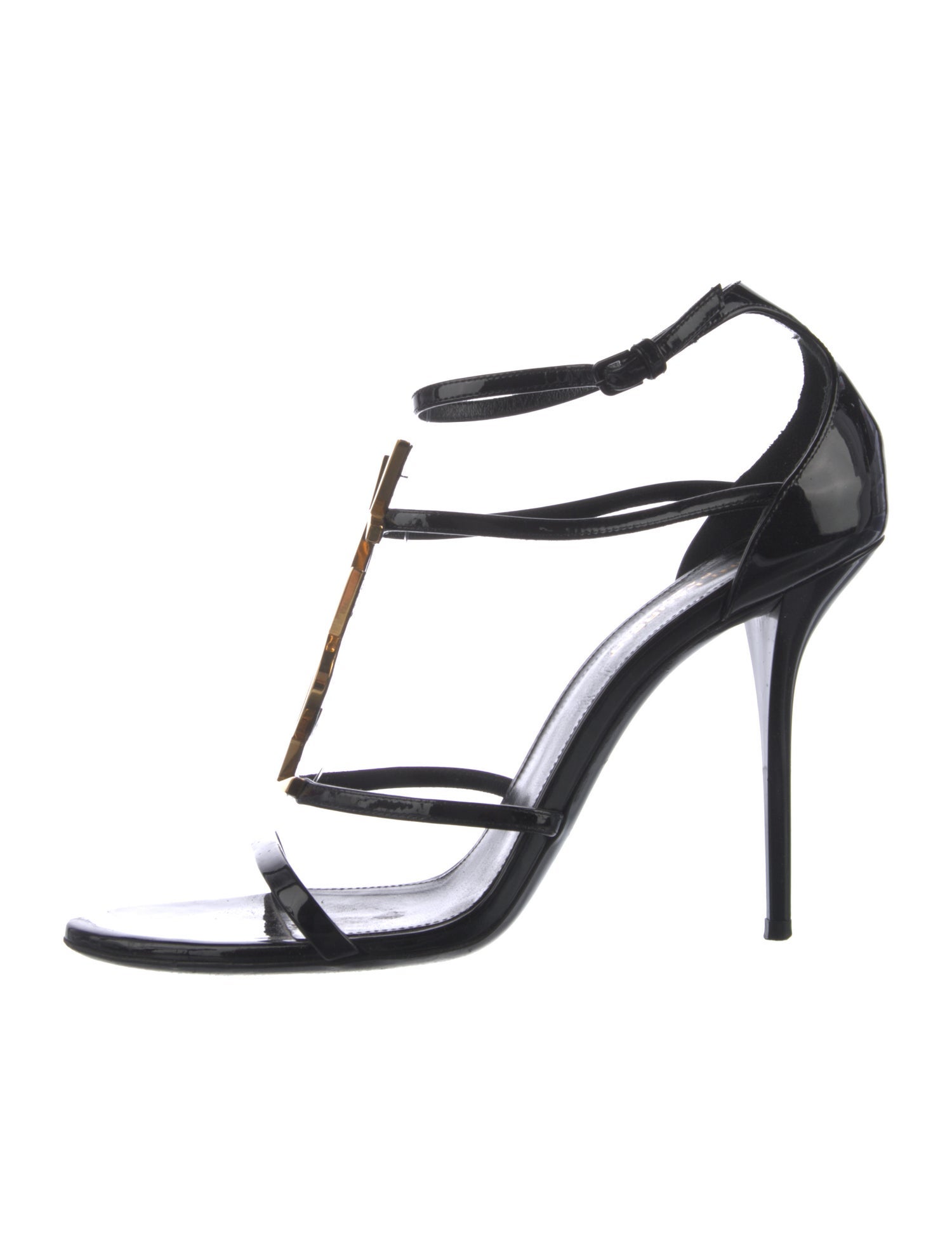 Saint Laurent Patent Leather T-Strap Sandals