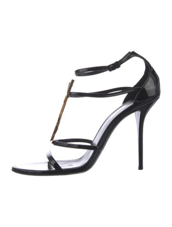 Saint Laurent Patent Leather T-Strap Sandals