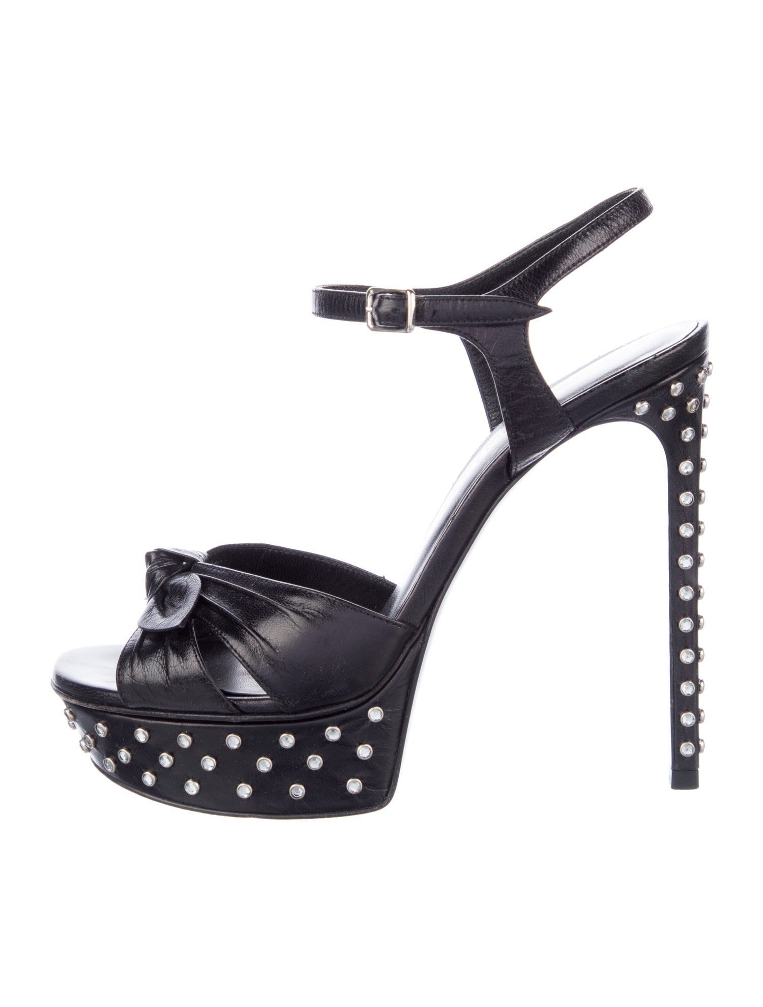 Saint Laurent Leather Bow Accents Sandals