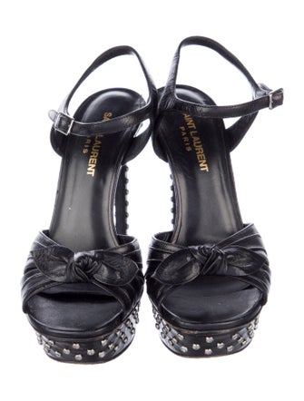 Saint Laurent Leather Bow Accents Sandals