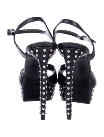 Saint Laurent Leather Bow Accents Sandals
