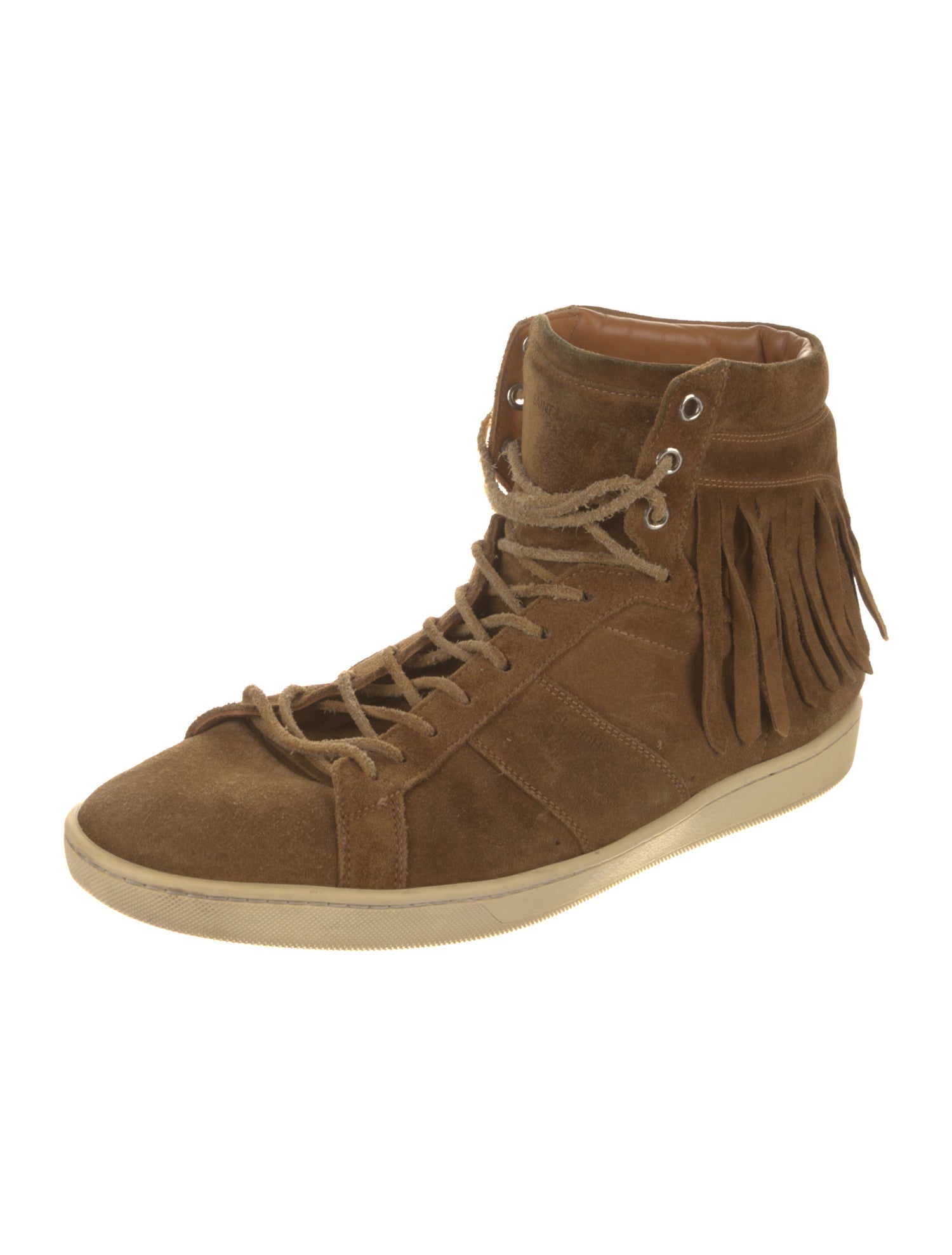 Saint Laurent Suede Fringe Trim Accent Sneakers