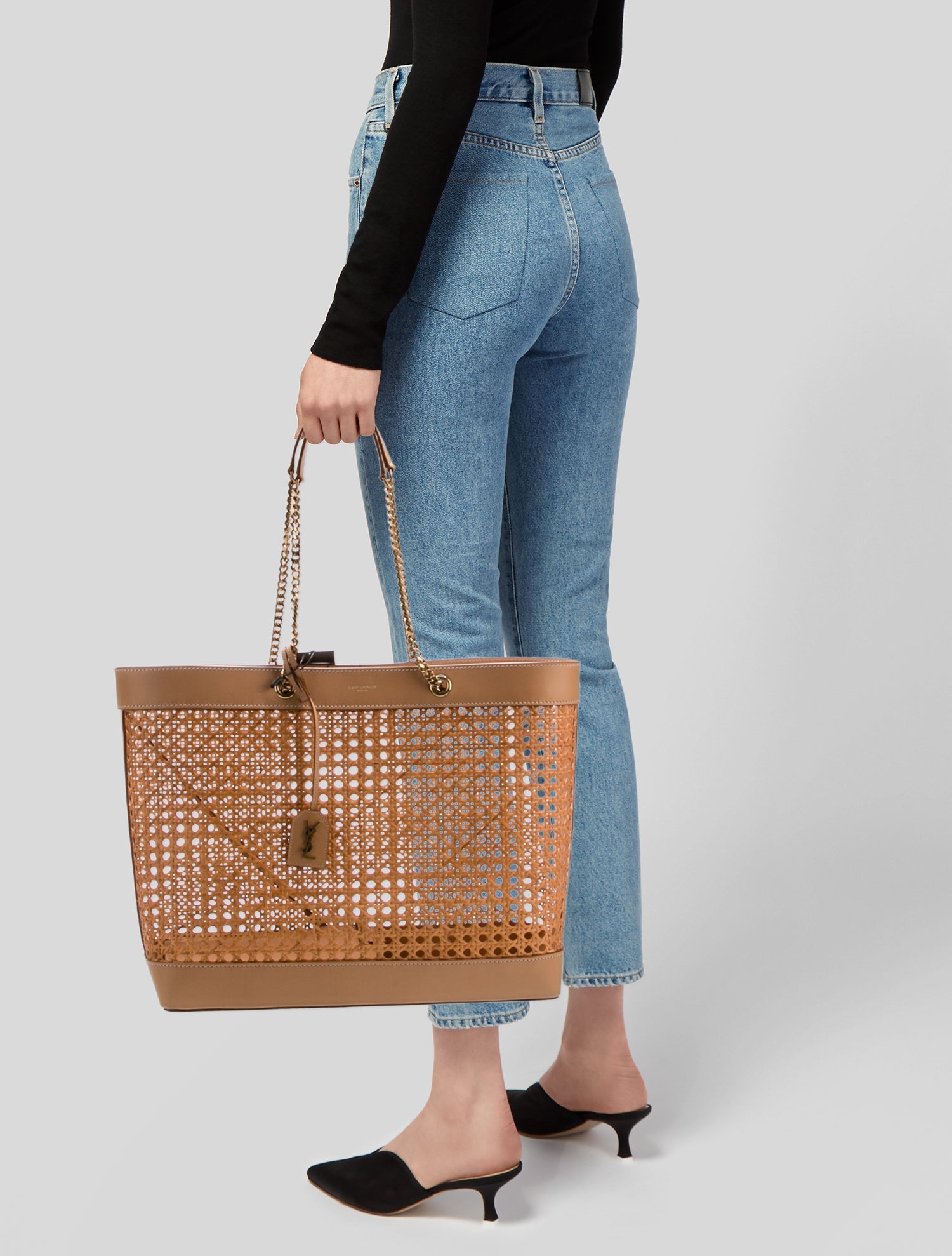 Saint Laurent Wicker Tote East West