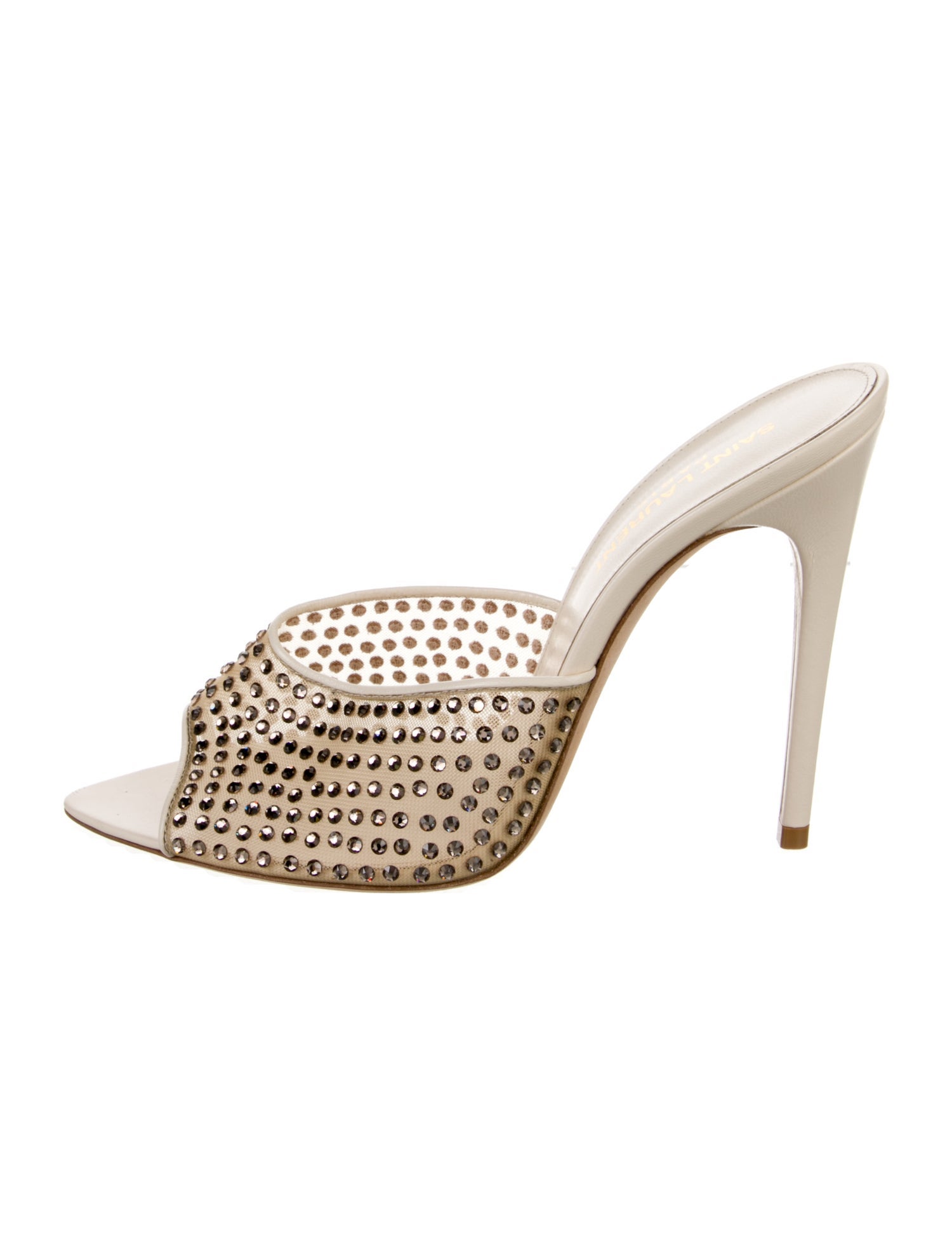 Saint Laurent Mesh Crystal Embellishments Slides