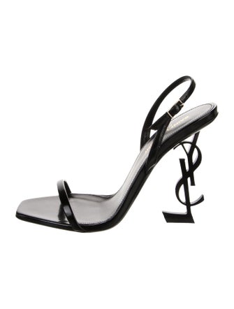 Saint Laurent Patent Leather Slingback Sandals