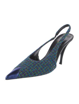 Saint Laurent Tweed Printed Slingback Pumps