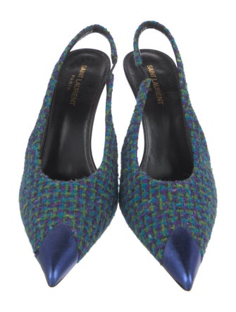 Saint Laurent Tweed Printed Slingback Pumps