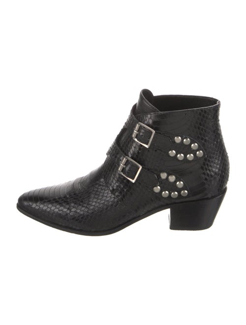 Saint Laurent Snakeskin Studded Accents Western Boots