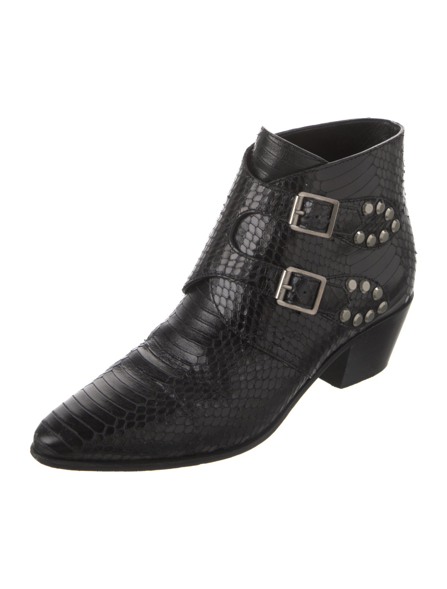 Saint Laurent Snakeskin Studded Accents Western Boots