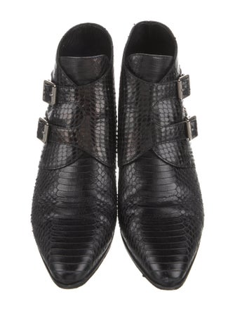 Saint Laurent Snakeskin Studded Accents Western Boots