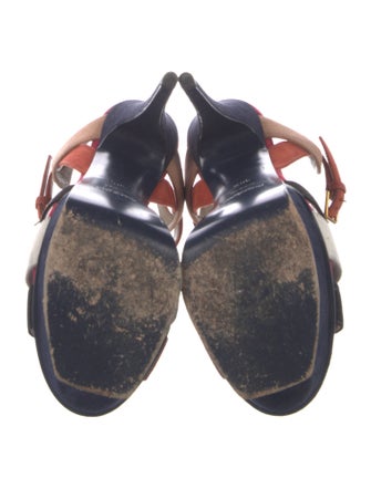 Saint Laurent Suede Printed T-Strap Sandals