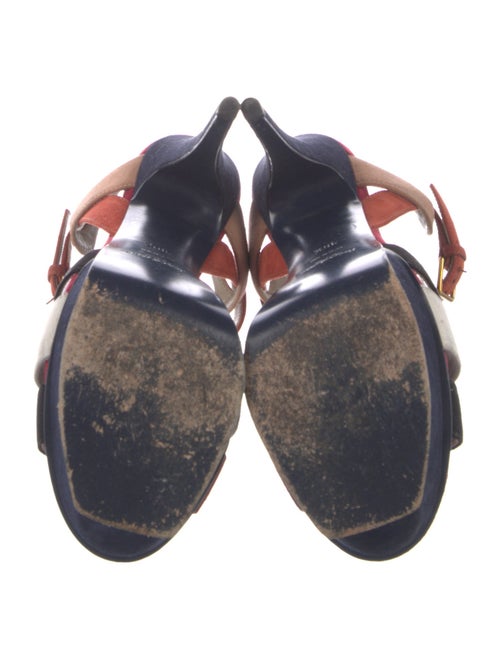 Saint Laurent Suede Printed T-Strap Sandals