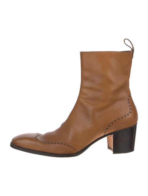 Yves Saint Laurent Rive Gauche Leather Lasercut Accents Boots