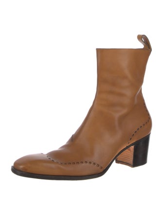 Yves Saint Laurent Rive Gauche Leather Lasercut Accents Boots