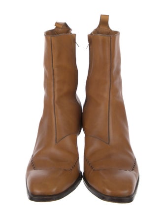 Yves Saint Laurent Rive Gauche Leather Lasercut Accents Boots