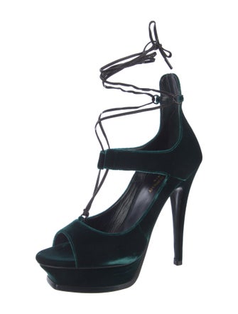 Saint Laurent Velvet T-Strap Pumps