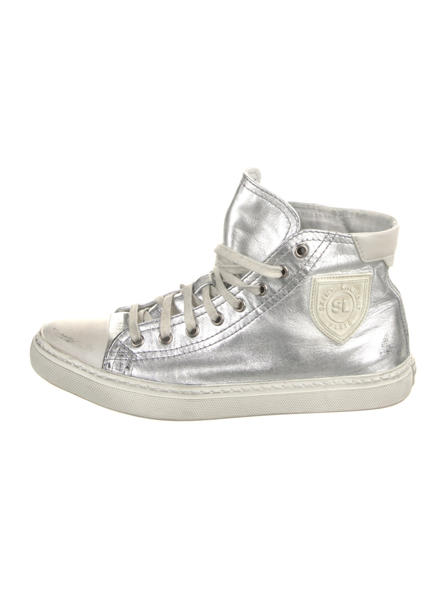 Saint Laurent Leather Distressed Accents Sneakers