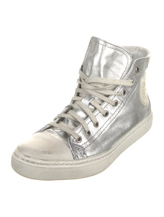 Saint Laurent Leather Distressed Accents Sneakers