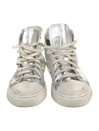 Saint Laurent Leather Distressed Accents Sneakers