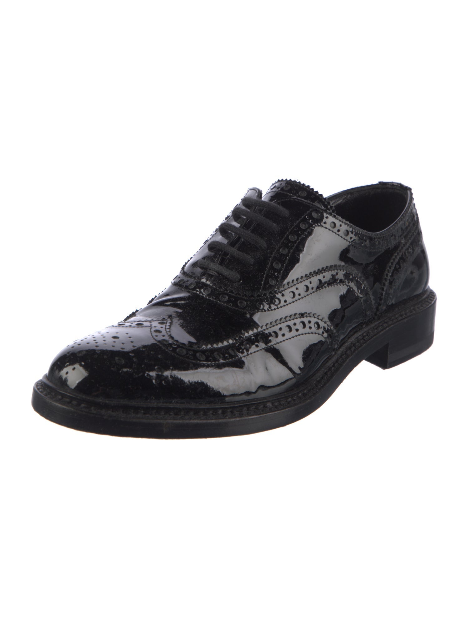Saint Laurent Patent Leather Lasercut Accents Oxfords