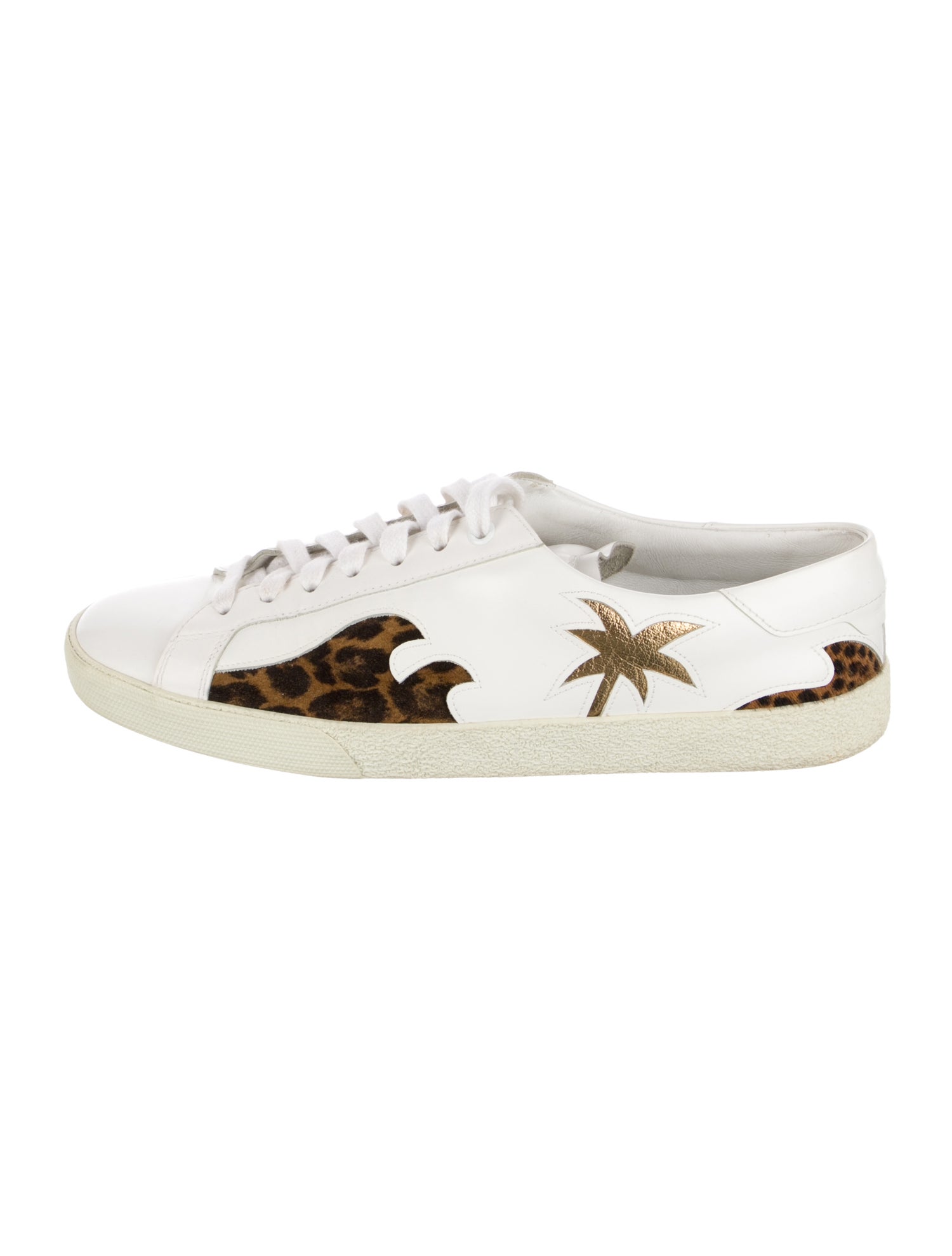 Saint Laurent Leather Animal Print Sneakers