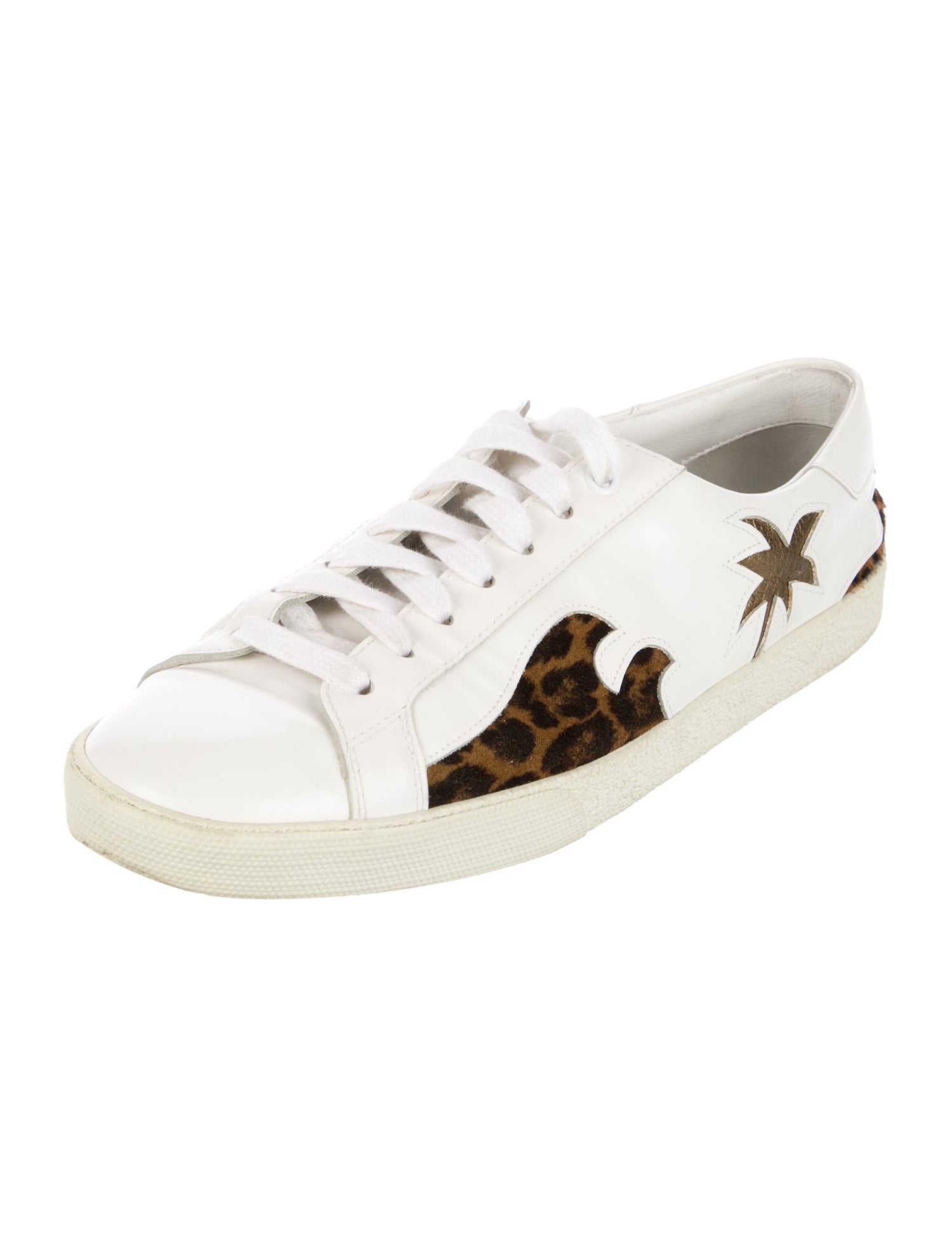 Saint Laurent Leather Animal Print Sneakers