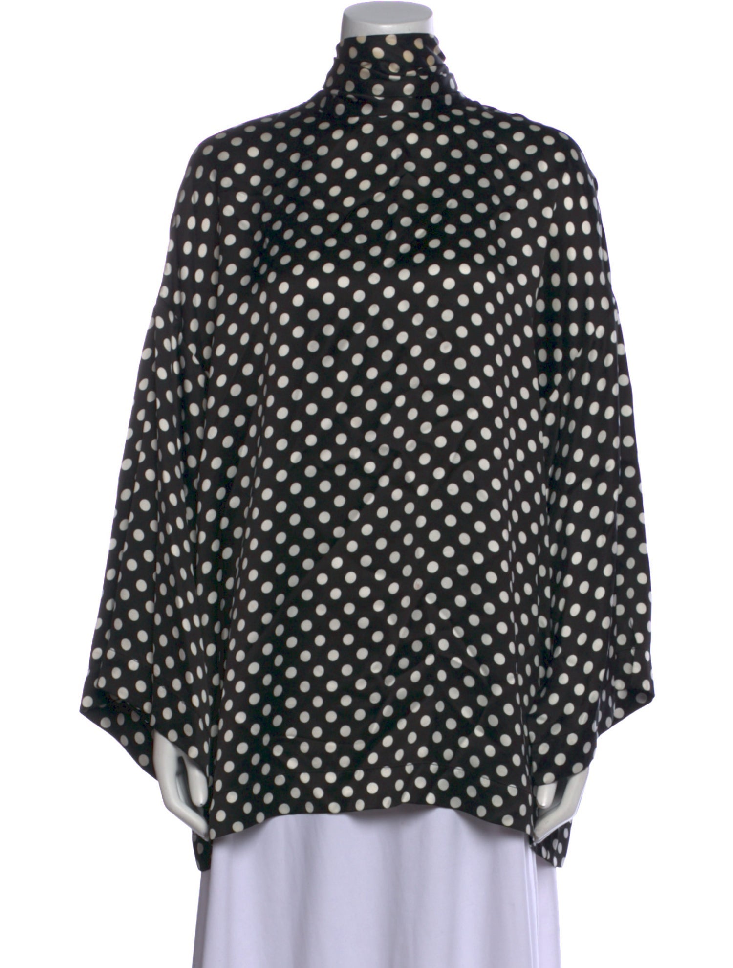 Saint Laurent Polka Dot Print Mock Neck Blouse