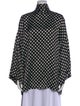 Saint Laurent Polka Dot Print Mock Neck Blouse
