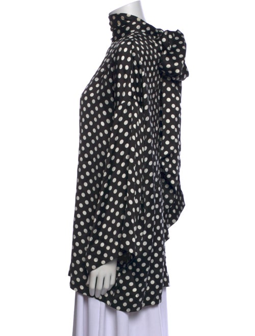 Saint Laurent Polka Dot Print Mock Neck Blouse