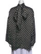Saint Laurent Polka Dot Print Mock Neck Blouse