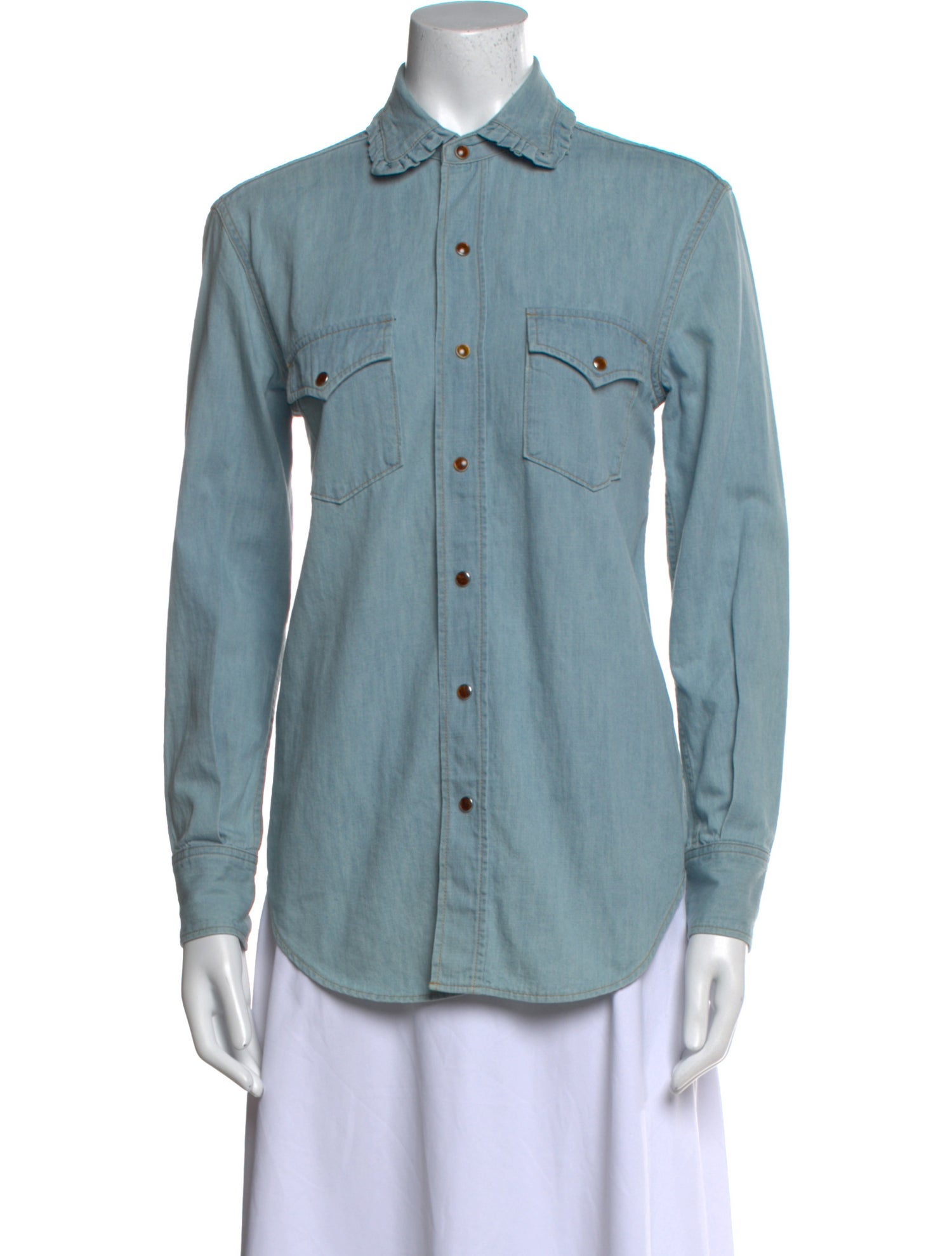 Saint Laurent Long Sleeve Button-Up Top