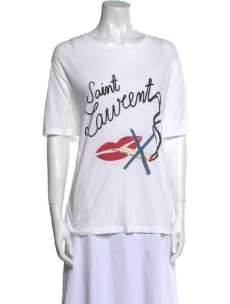 Saint Laurent Graphic Print Crew Neck T-Shirt
