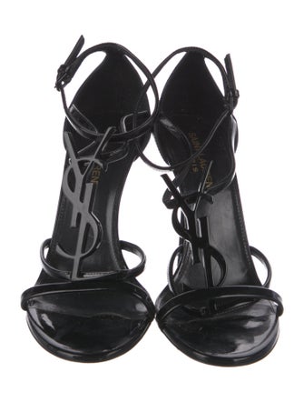 Saint Laurent Patent Leather T-Strap Sandals
