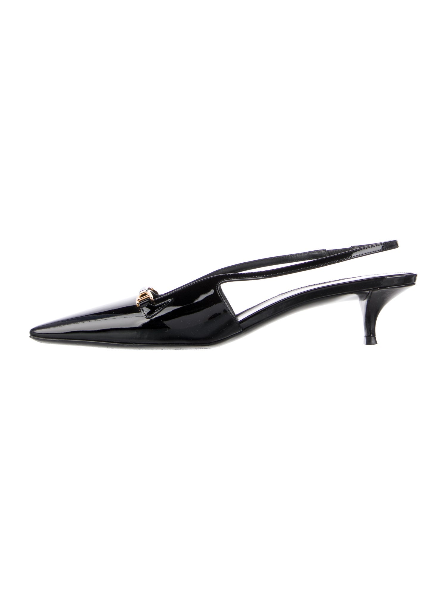 Saint Laurent Patent Leather Crystal Embellishments Slingback Pumps