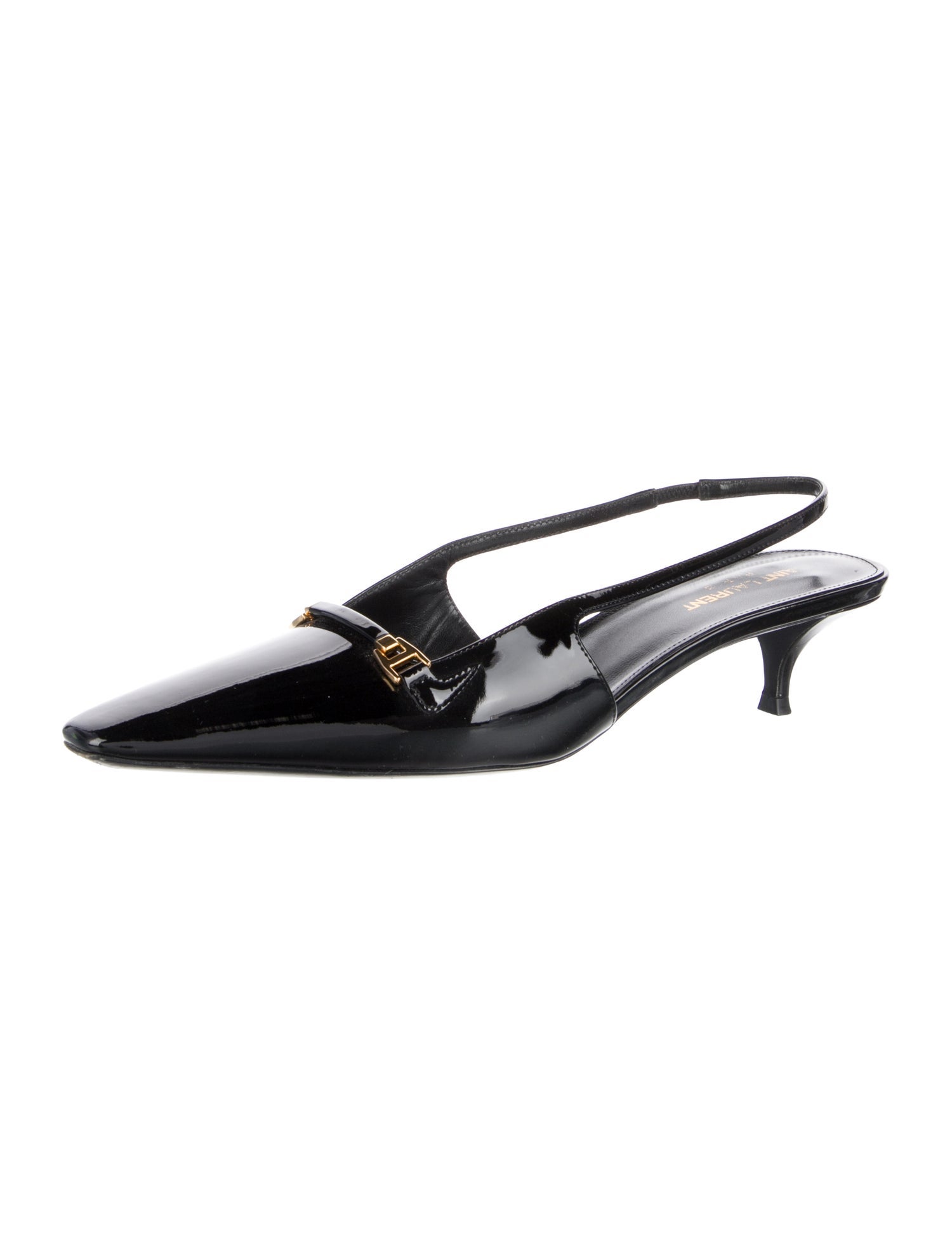 Saint Laurent Patent Leather Crystal Embellishments Slingback Pumps