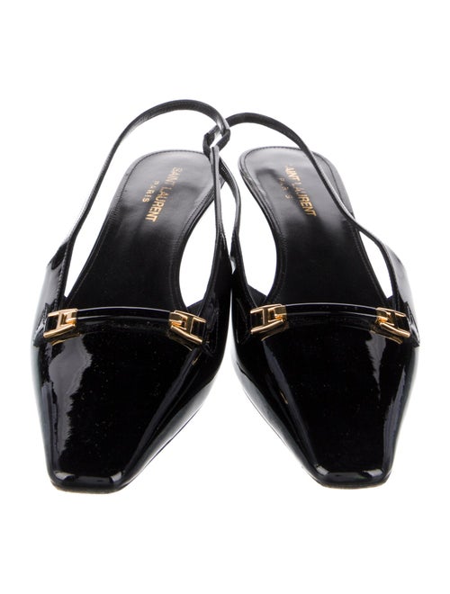 Saint Laurent Patent Leather Crystal Embellishments Slingback Pumps