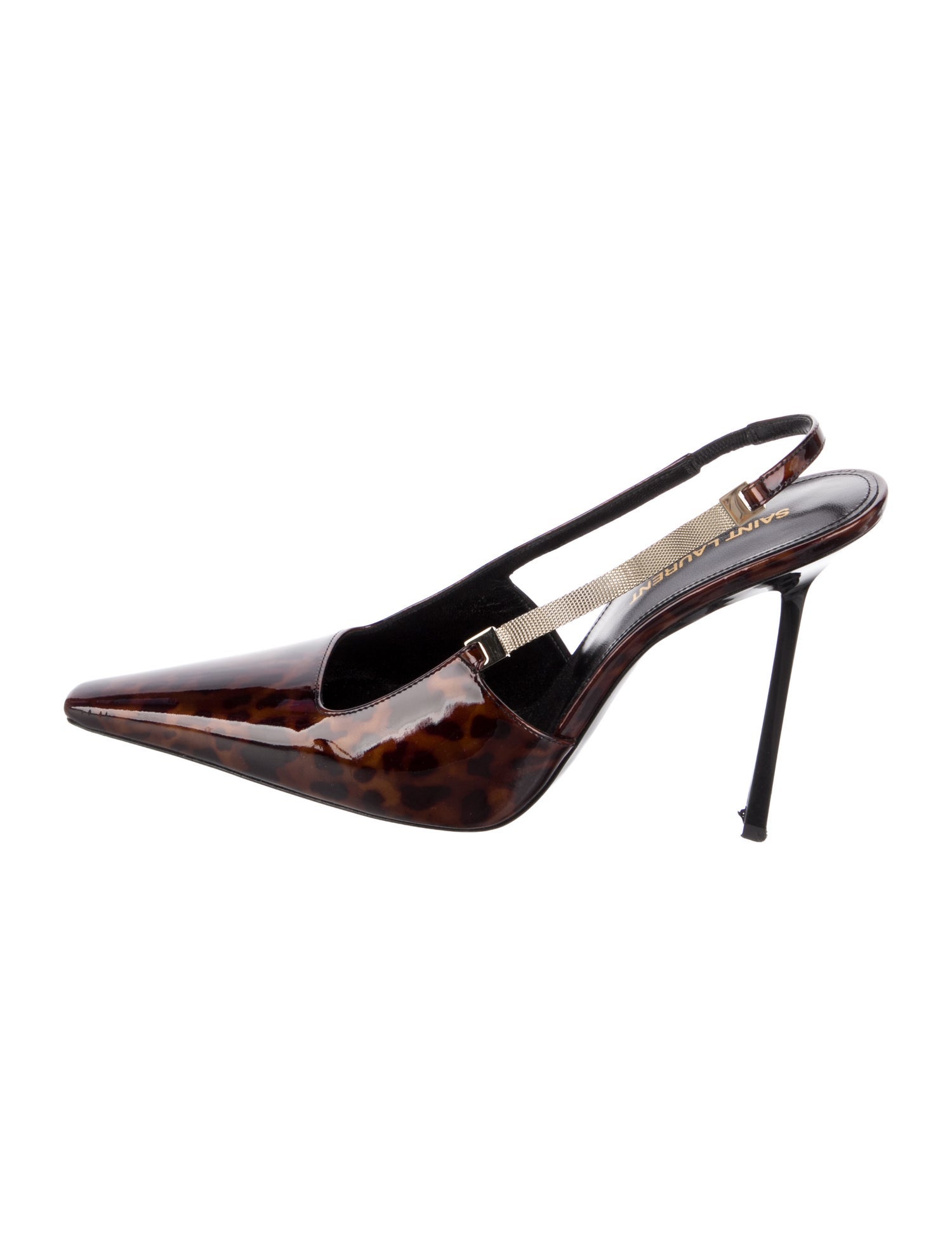 Saint Laurent Patent Leather Animal Print Slingback Pumps