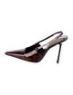 Saint Laurent Patent Leather Animal Print Slingback Pumps