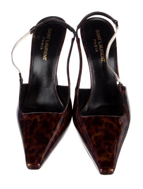 Saint Laurent Patent Leather Animal Print Slingback Pumps