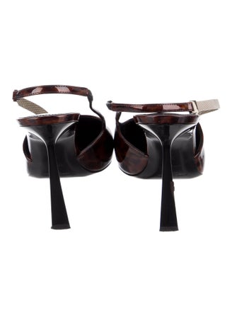 Saint Laurent Patent Leather Animal Print Slingback Pumps