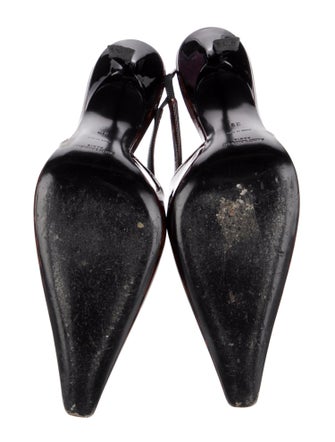 Saint Laurent Patent Leather Animal Print Slingback Pumps